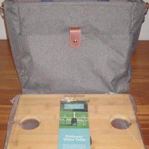 INNOSTAGE Lg Insulated Cooler Tote XL Portable Wine Picnic Cooler w/bamboo table